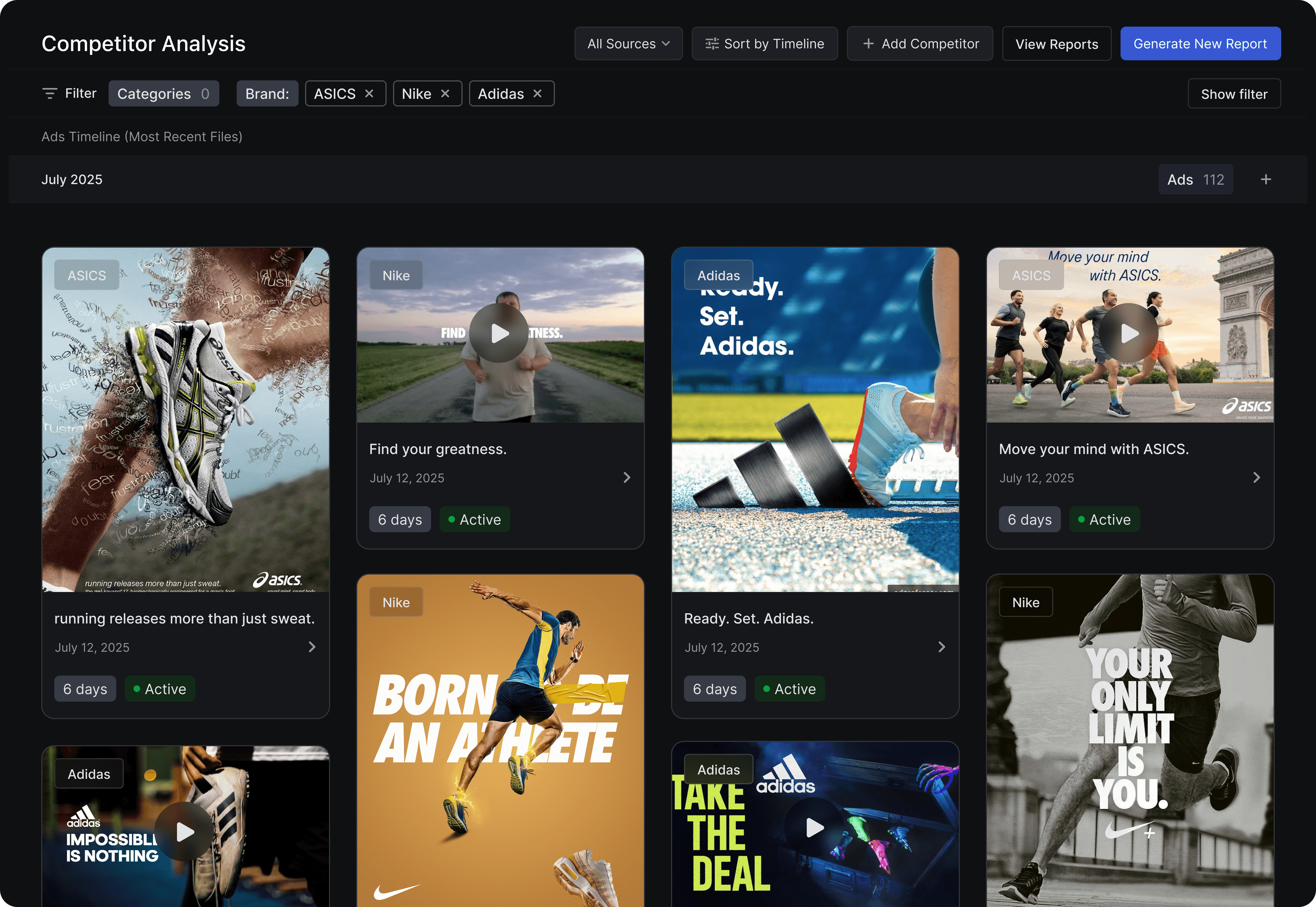 A Hawky.ai dashboard showing competitor analysis data