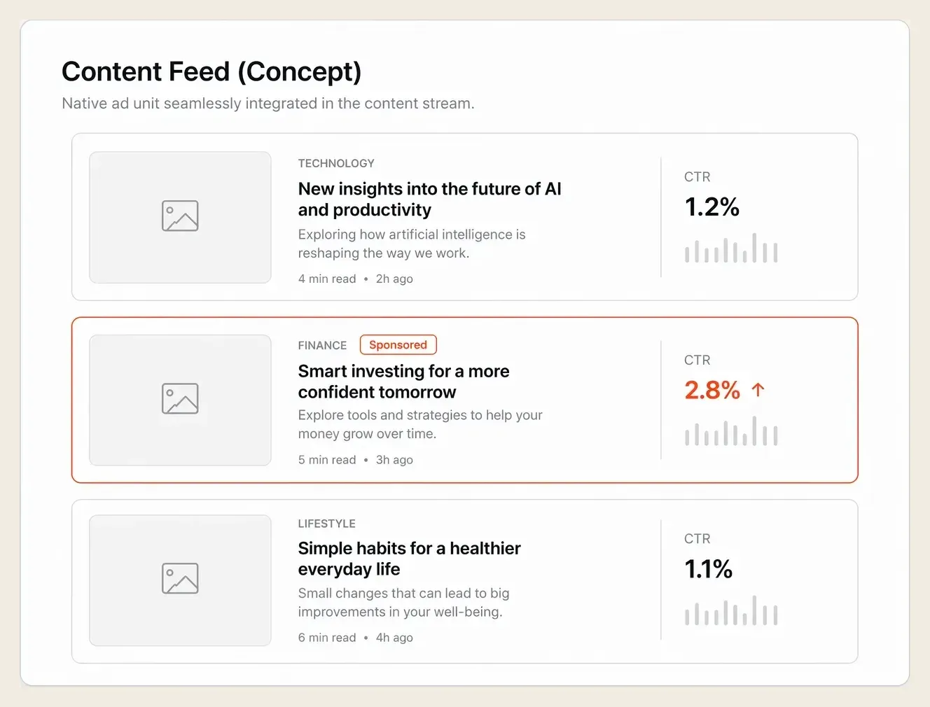 A sponsored in-feed native ad matching the surrounding content layout
